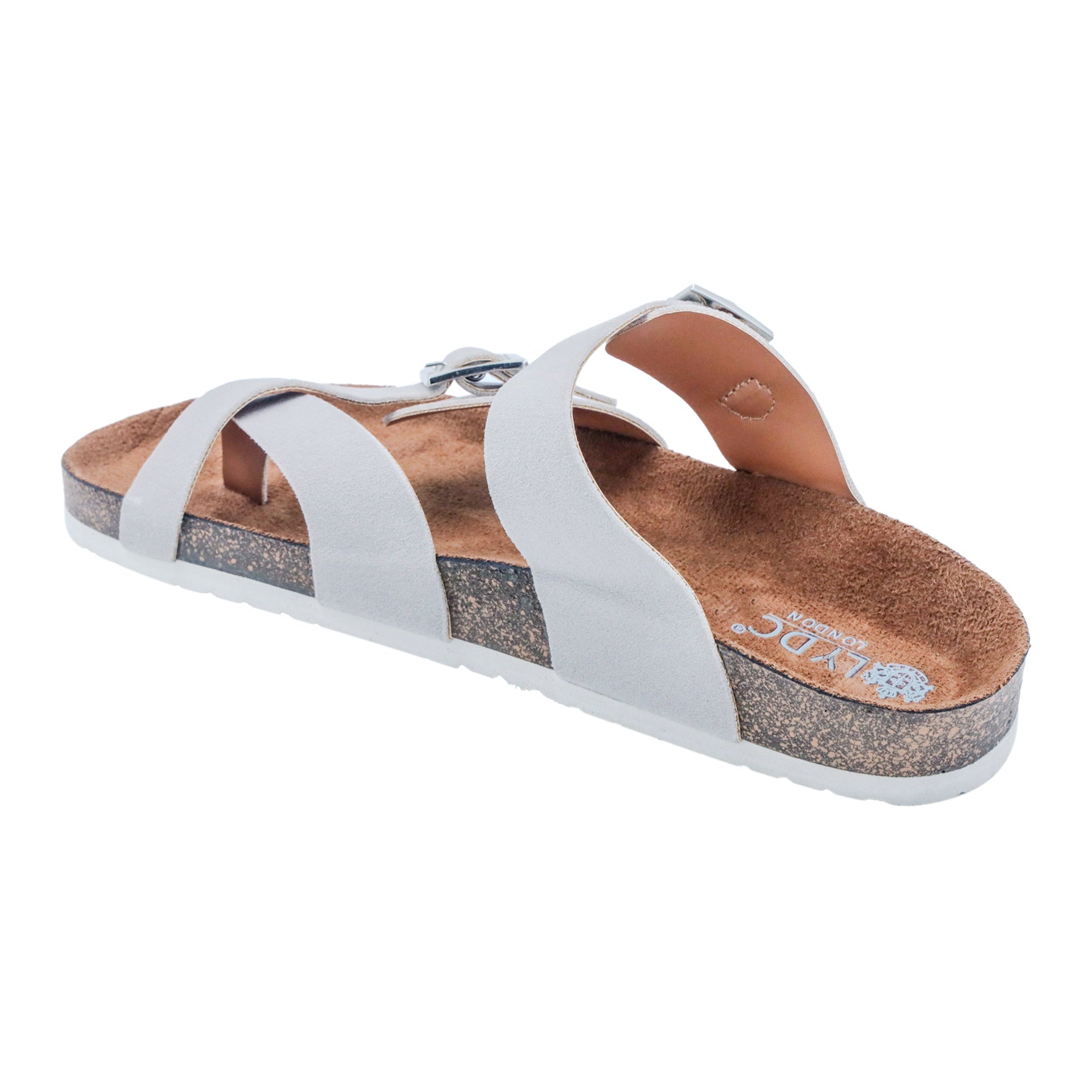 Grey Suede Women's Flat Sandals