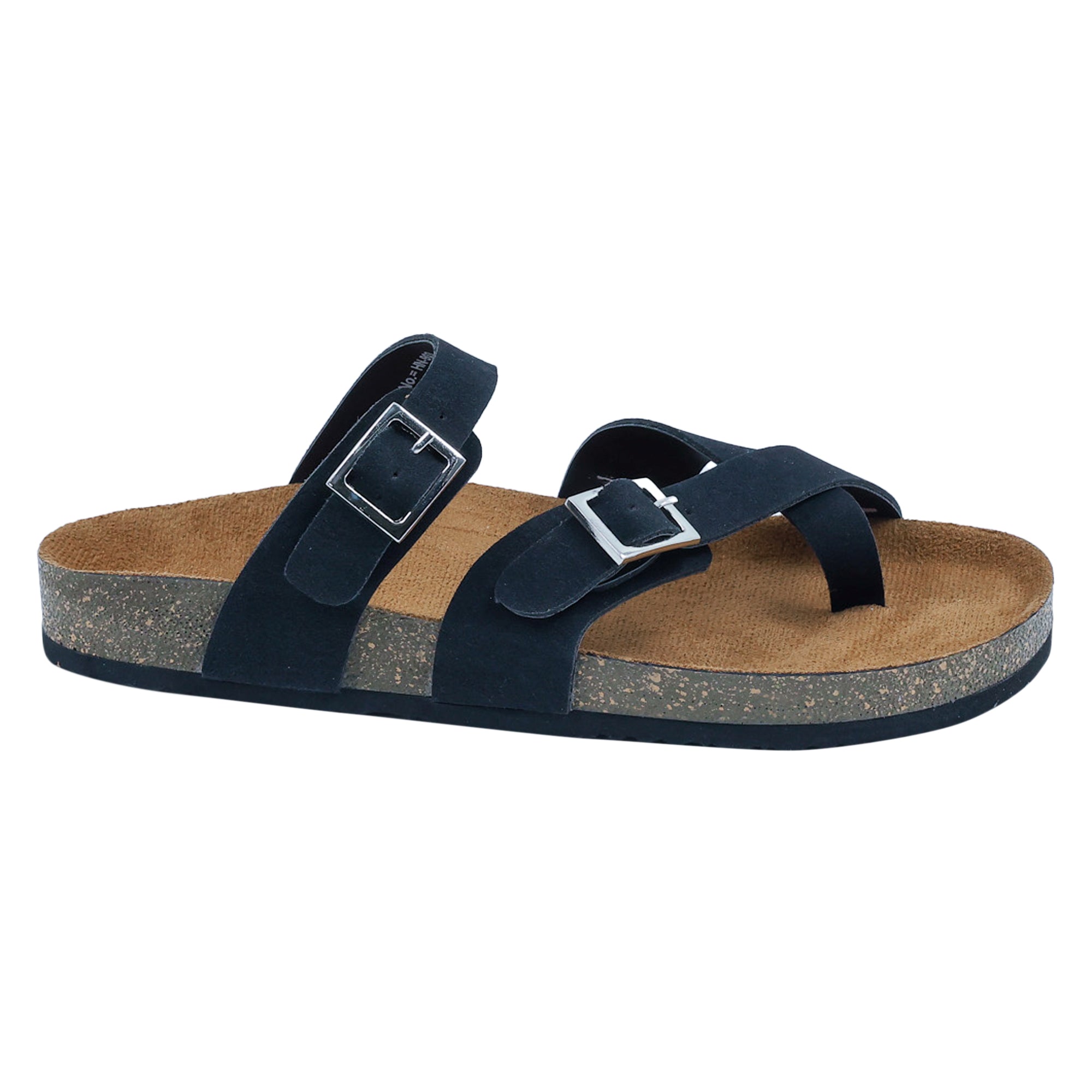 Black Suede Women's Flat Sandals