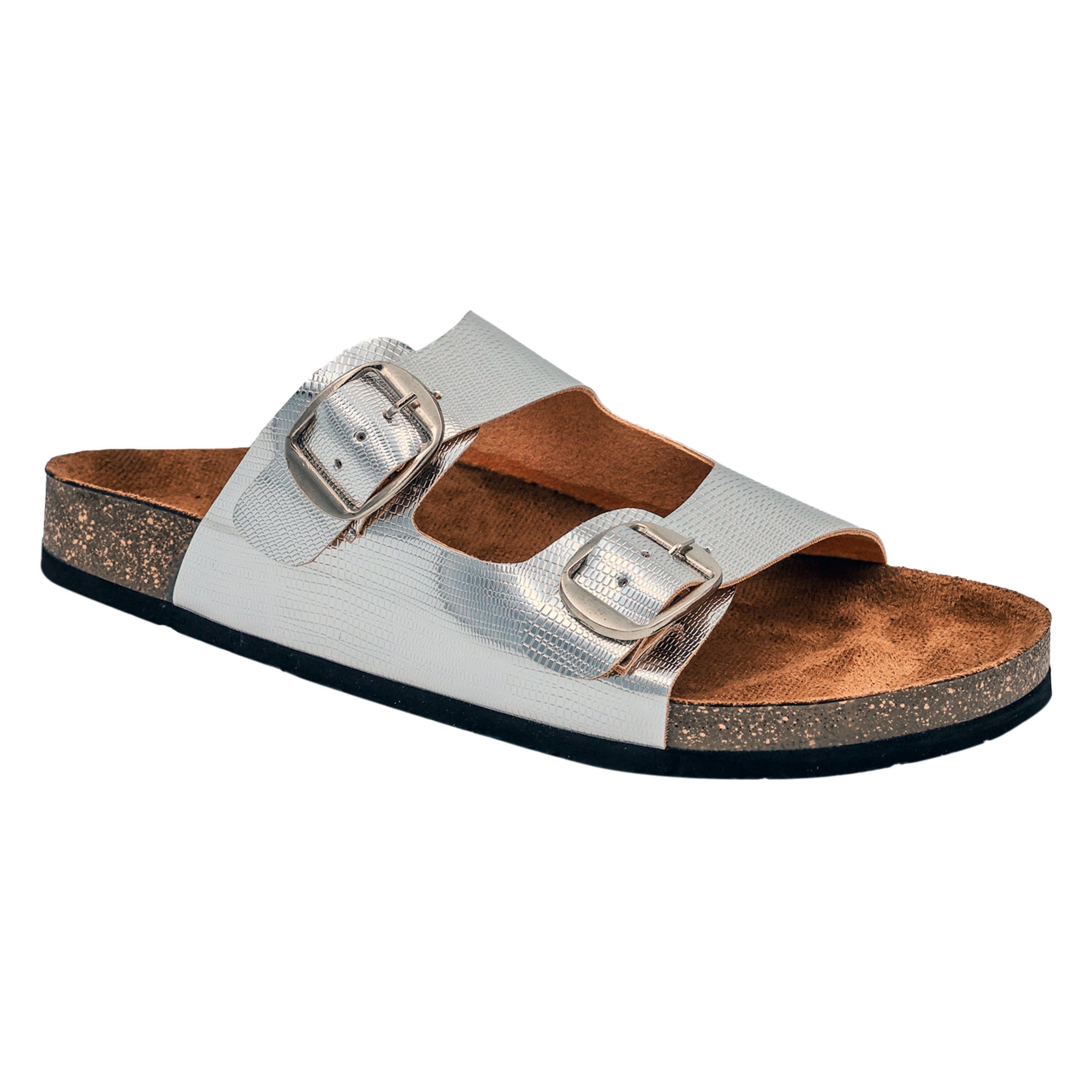 Silver L Grain Women's Flat Sandals