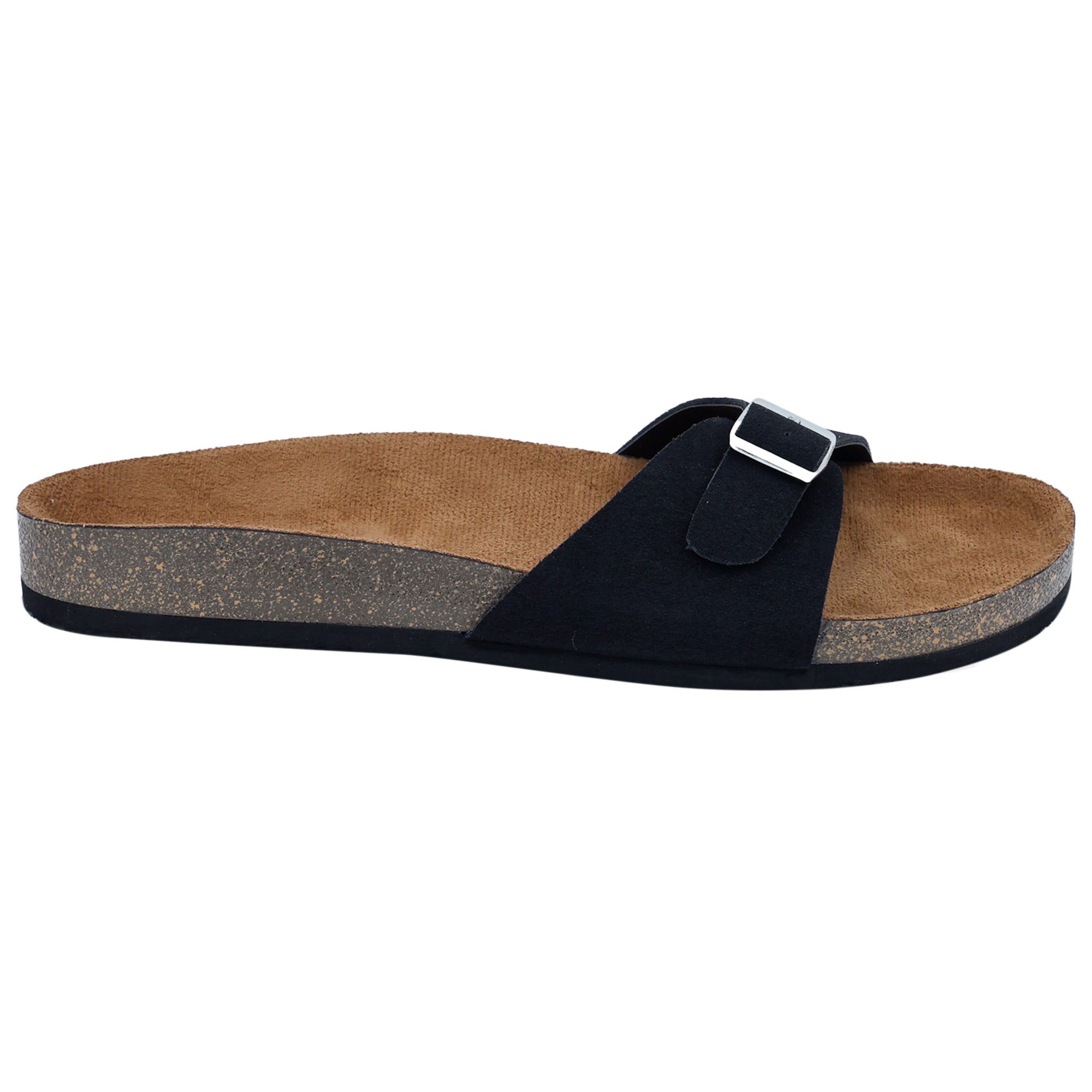 Black Flat Cork Sandals for Women