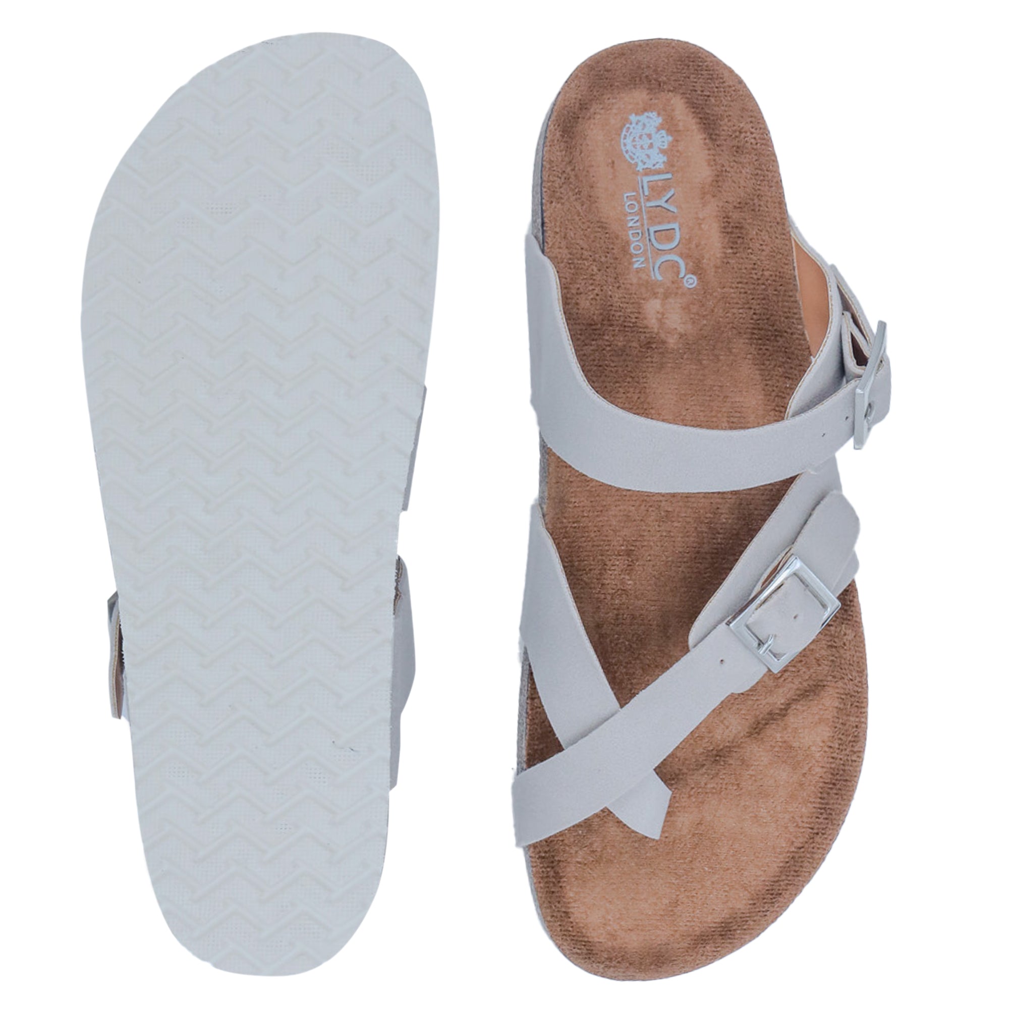Grey Suede Women's Flat Sandals