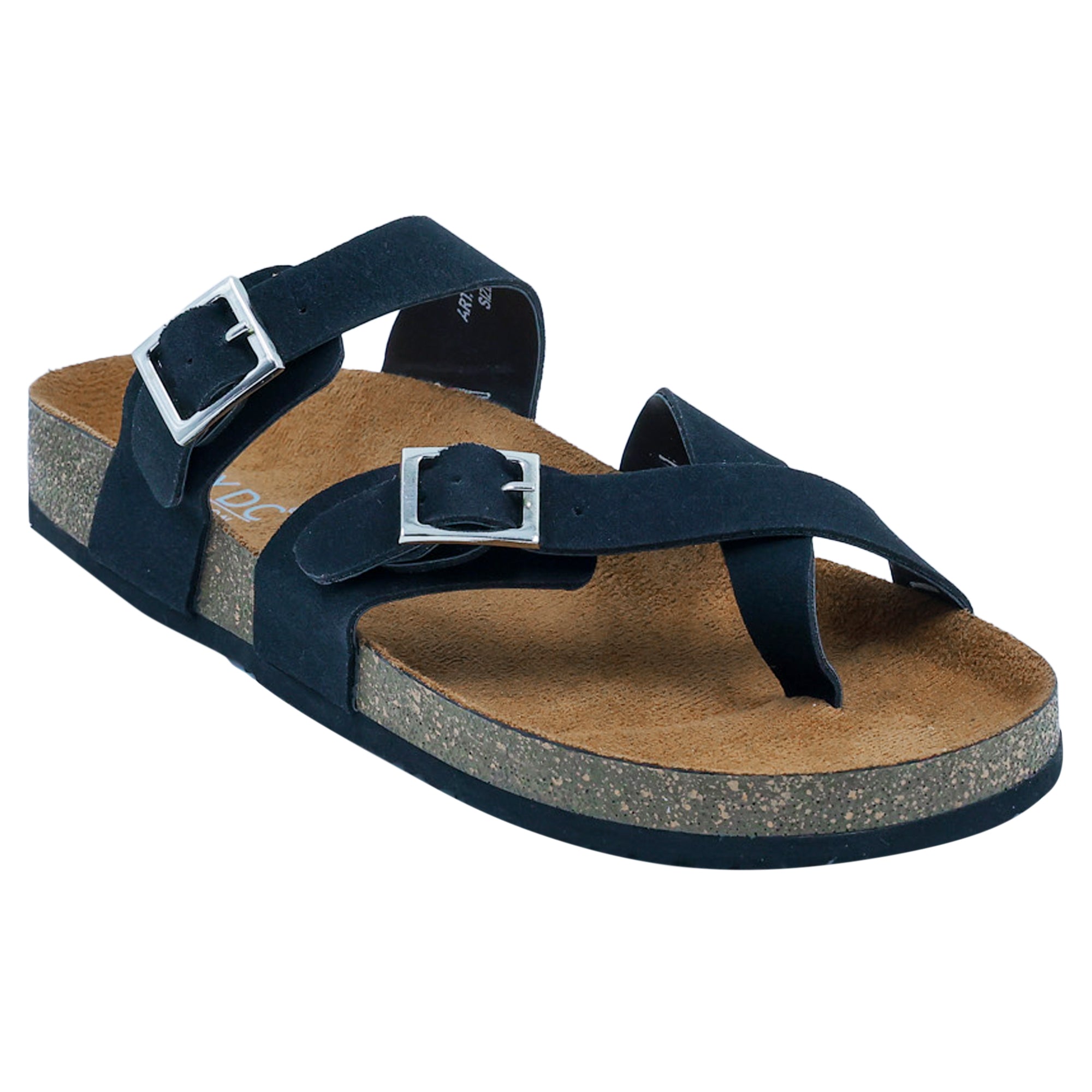 Black Suede Women's Flat Sandals