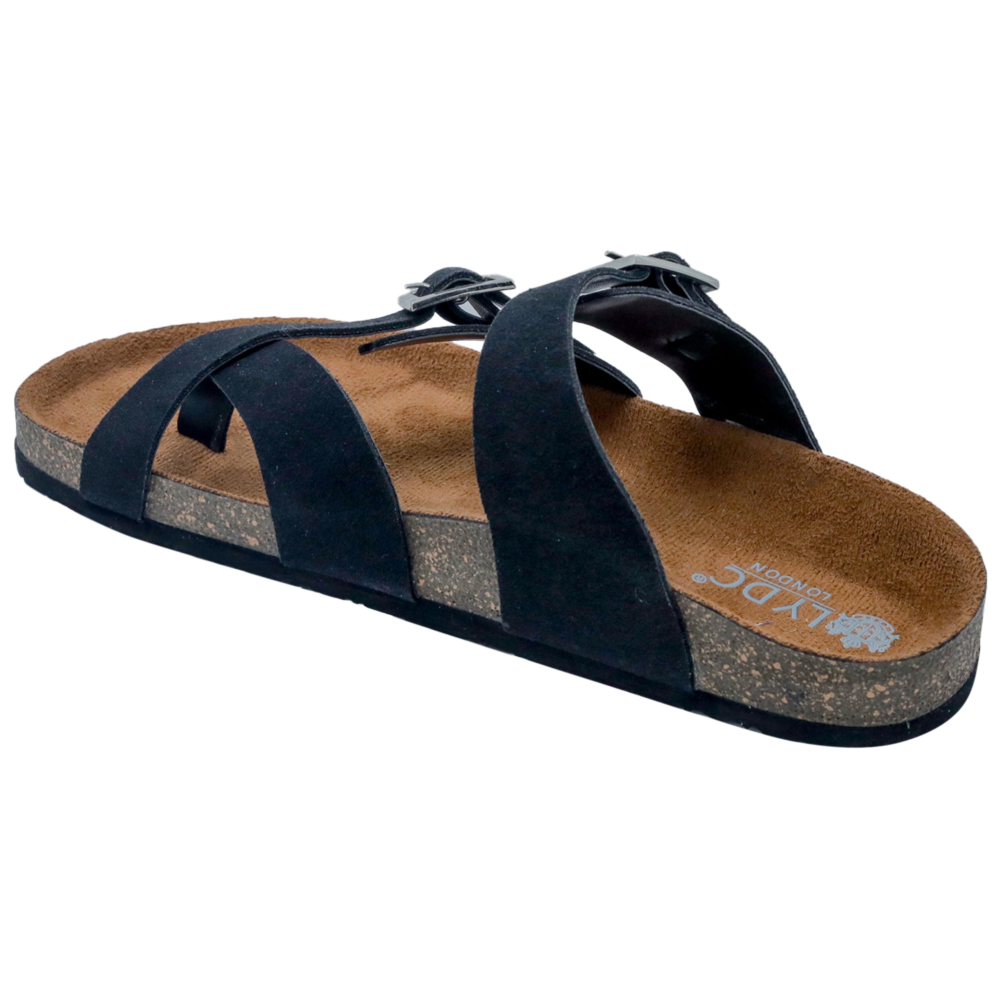 Black Suede Women's Flat Sandals