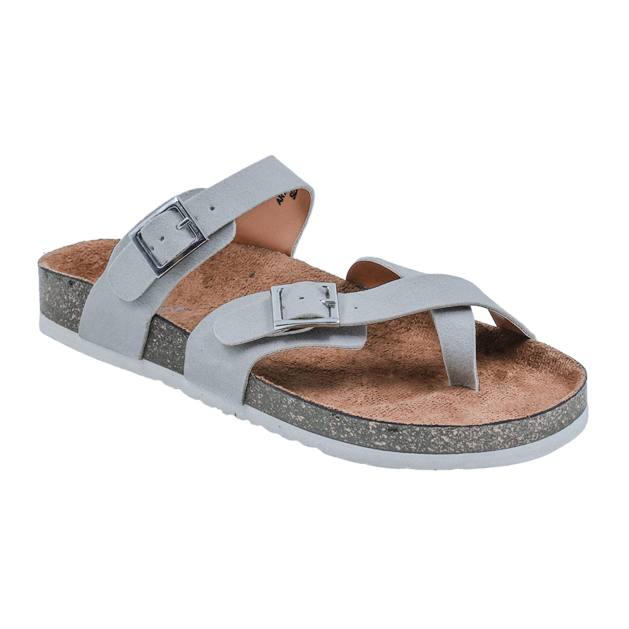 Grey Suede Women's Flat Sandals