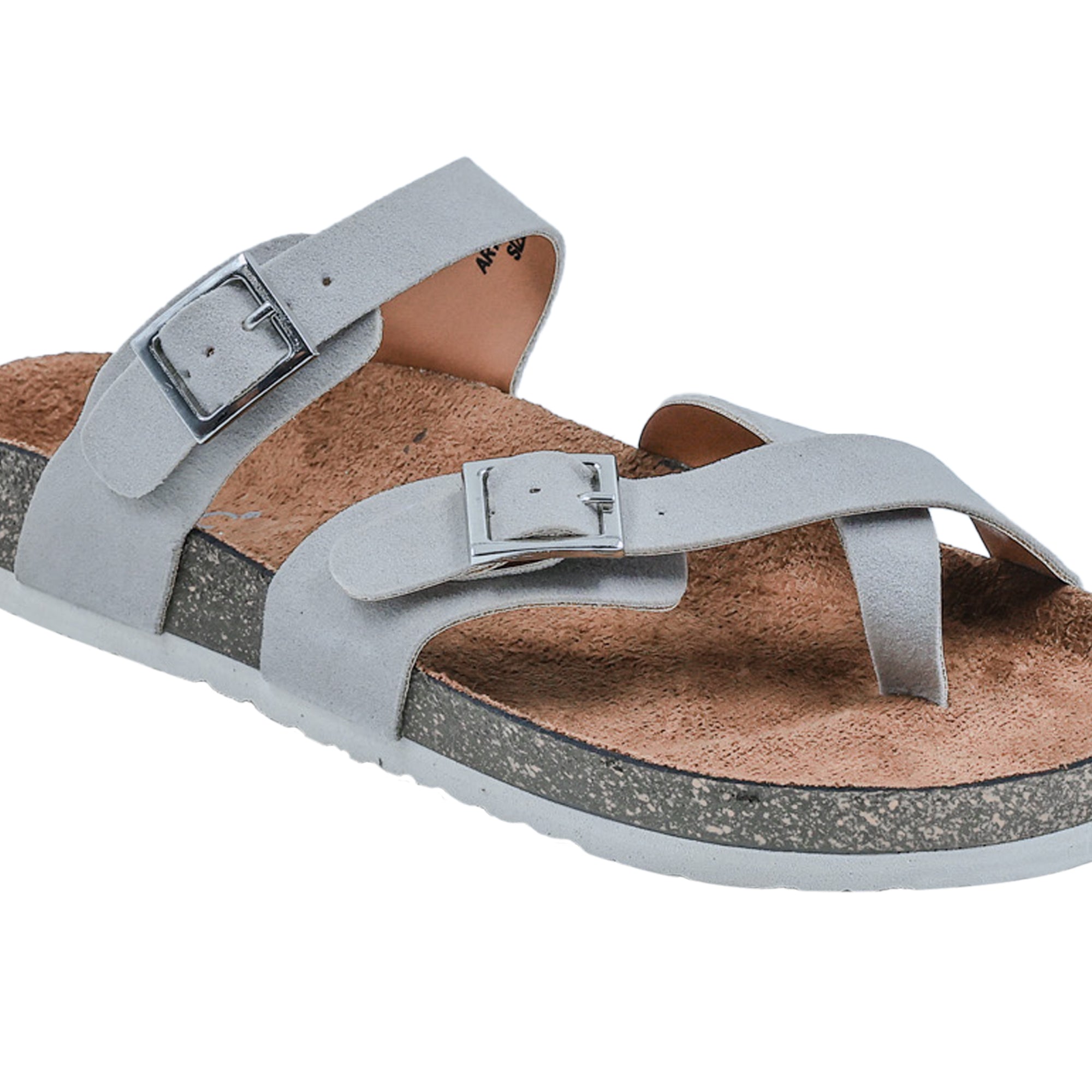 Grey Suede Women's Flat Sandals