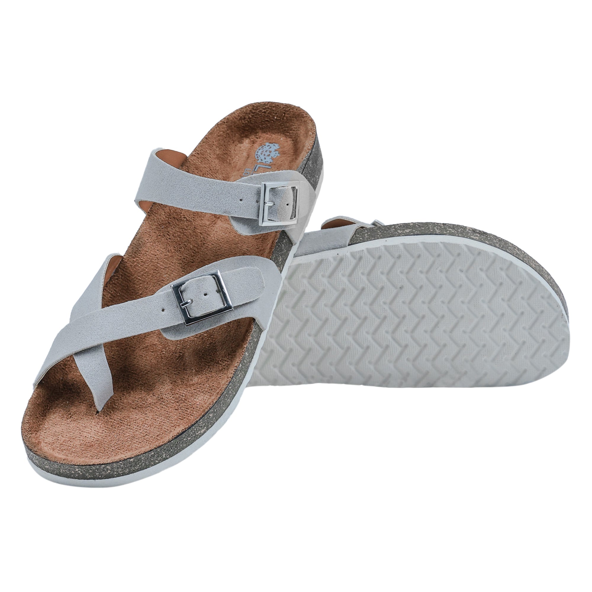 Grey Suede Women's Flat Sandals