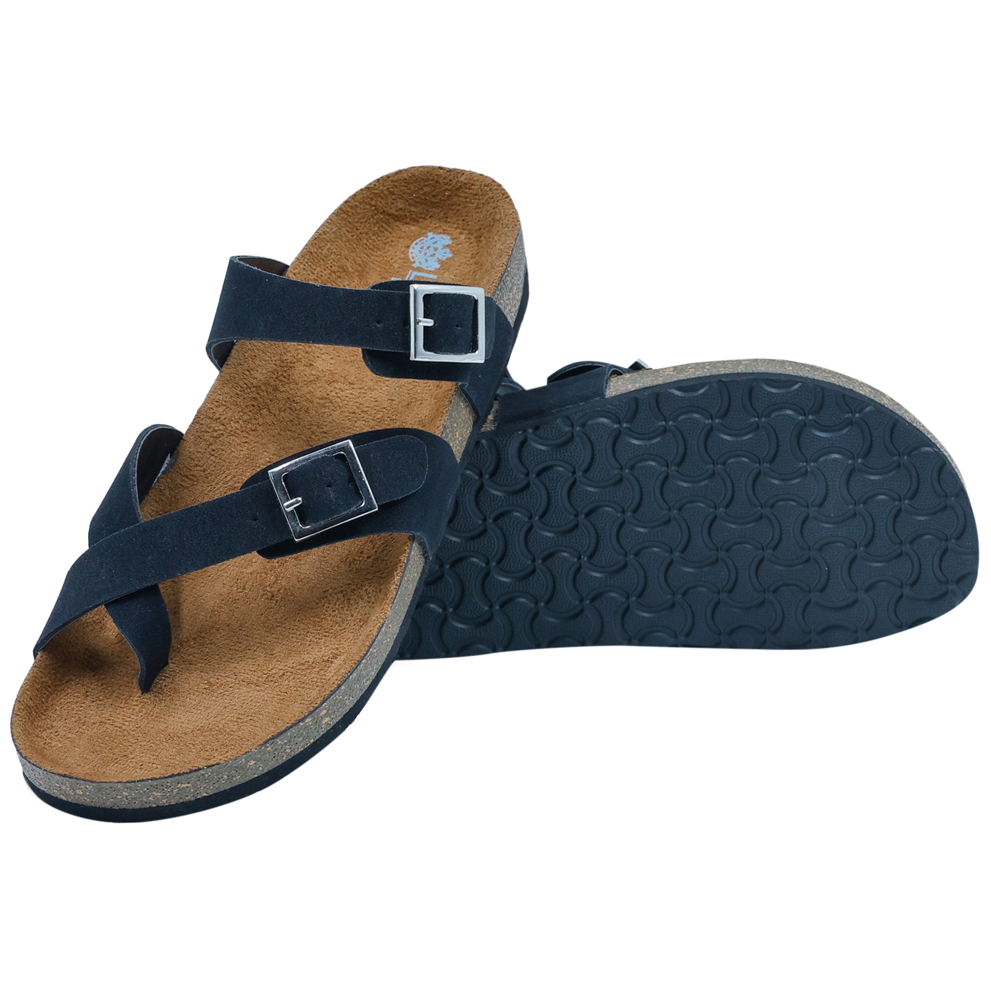 Black Suede Women's Flat Sandals