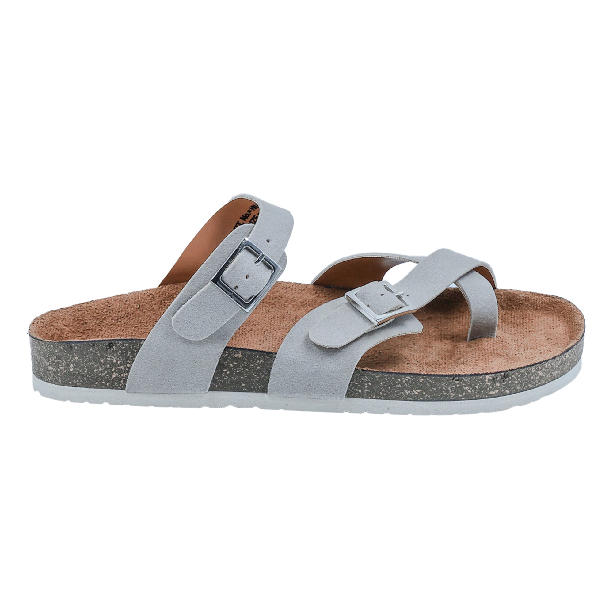 Grey Suede Women's Flat Sandals