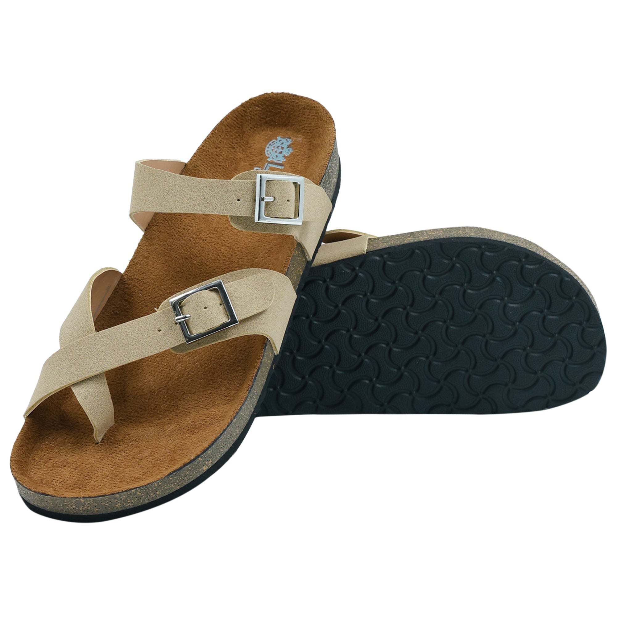 Beige Flat Women Cork Sandals