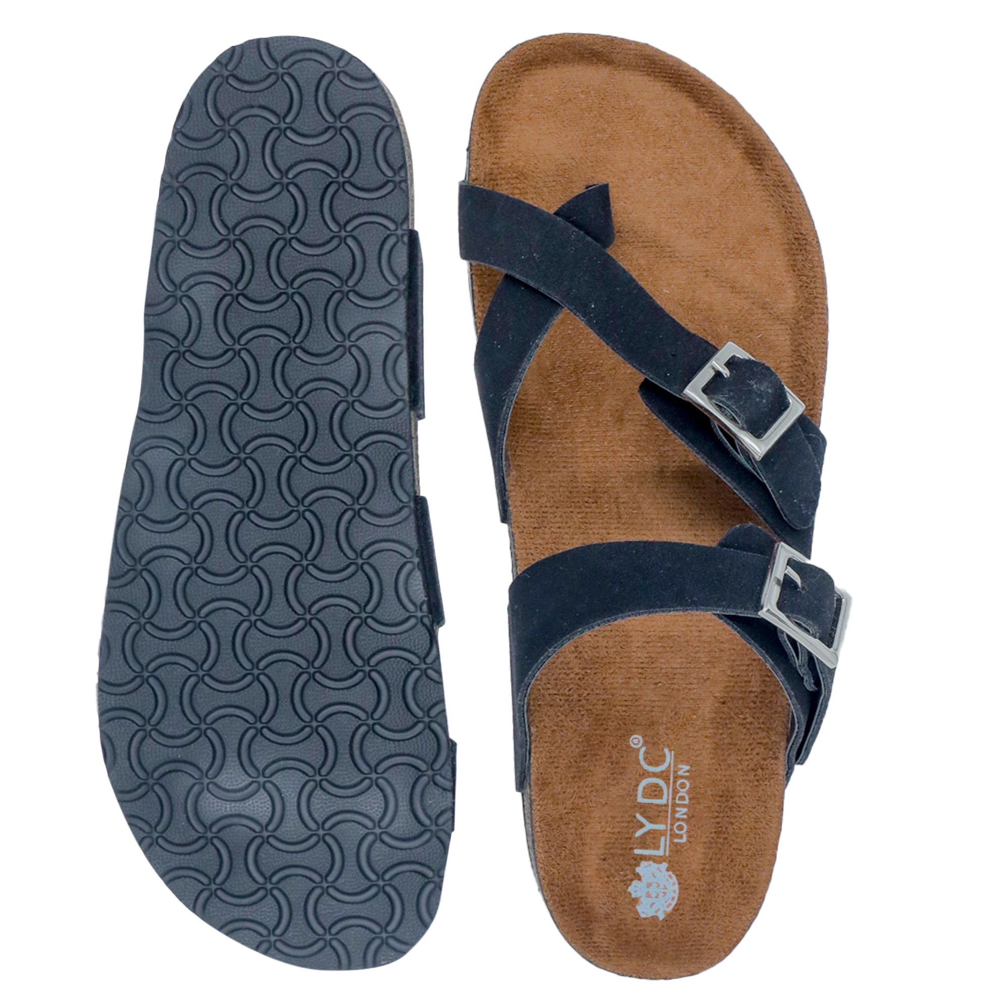 Black Suede Women's Flat Sandals