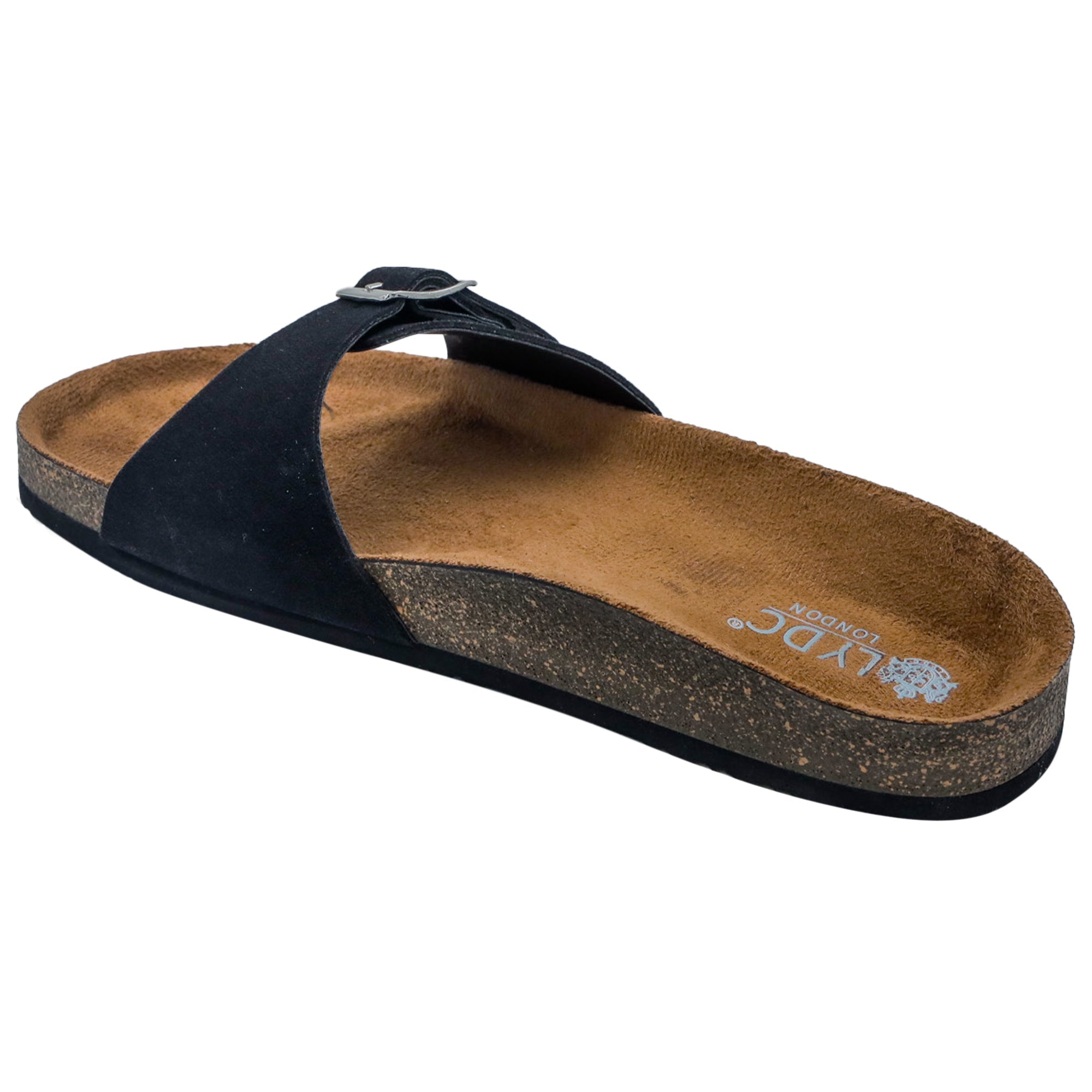 Black Flat Cork Sandals for Women