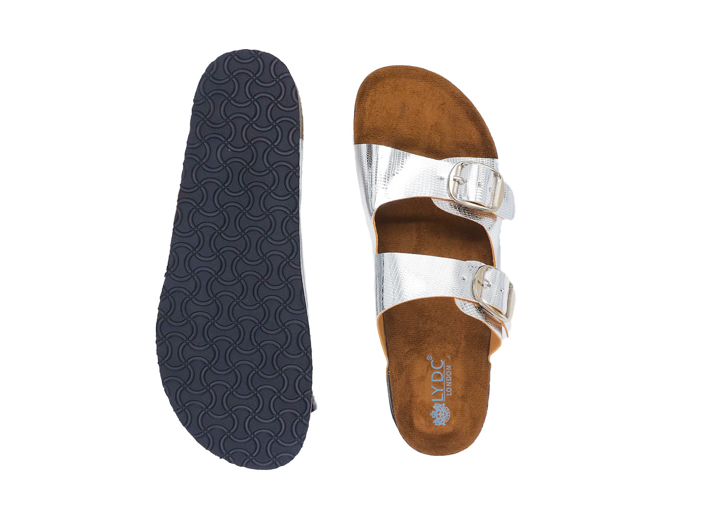 Silver L Grain Women's Flat Sandals