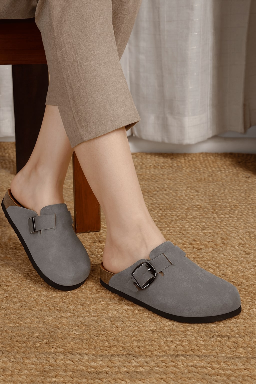 Brixton Jersey Gunmetal Clogs Sandals for Women