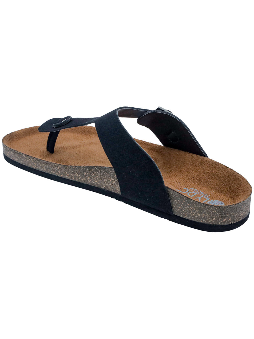 Black Suede Women's Flat Cork Sandals