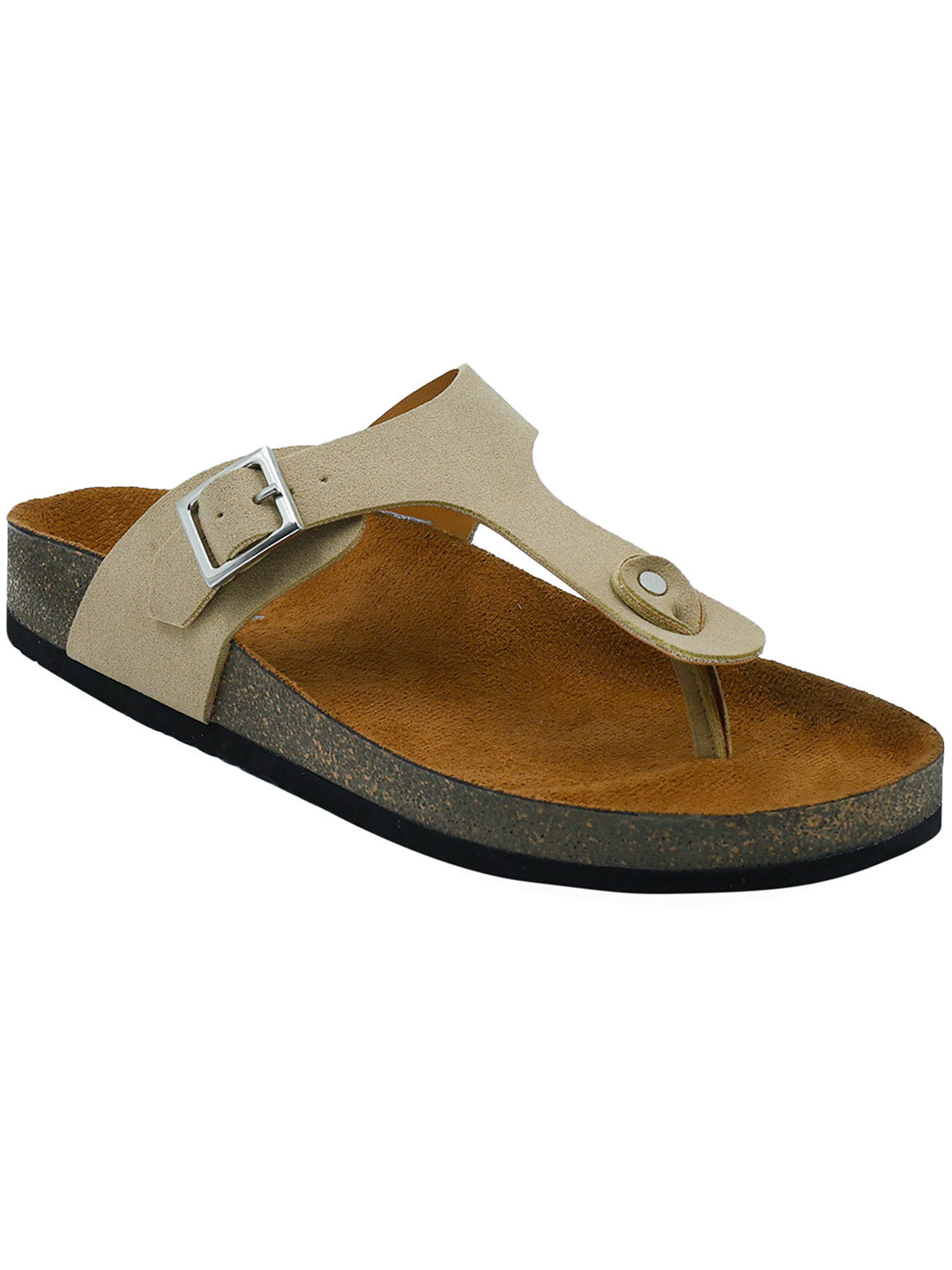 Beige Suede Women's Flat Sandals