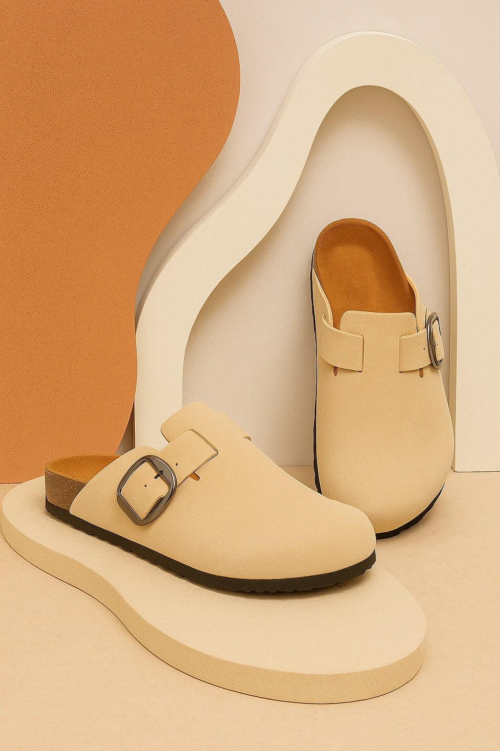 Brixton Beige Suede Clogs Sandals for Women