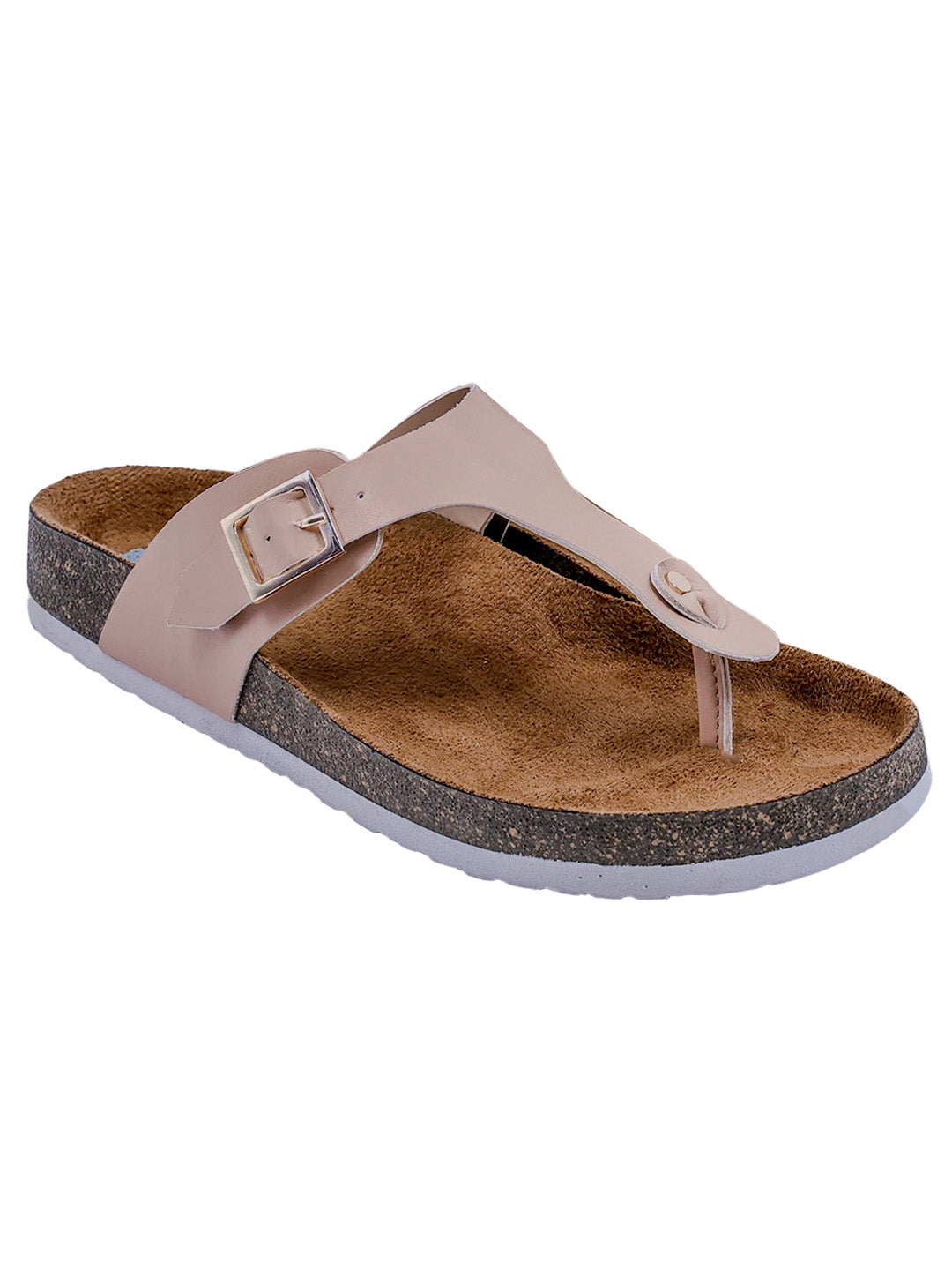 Nude Pink Women's Flat Cork Sandals