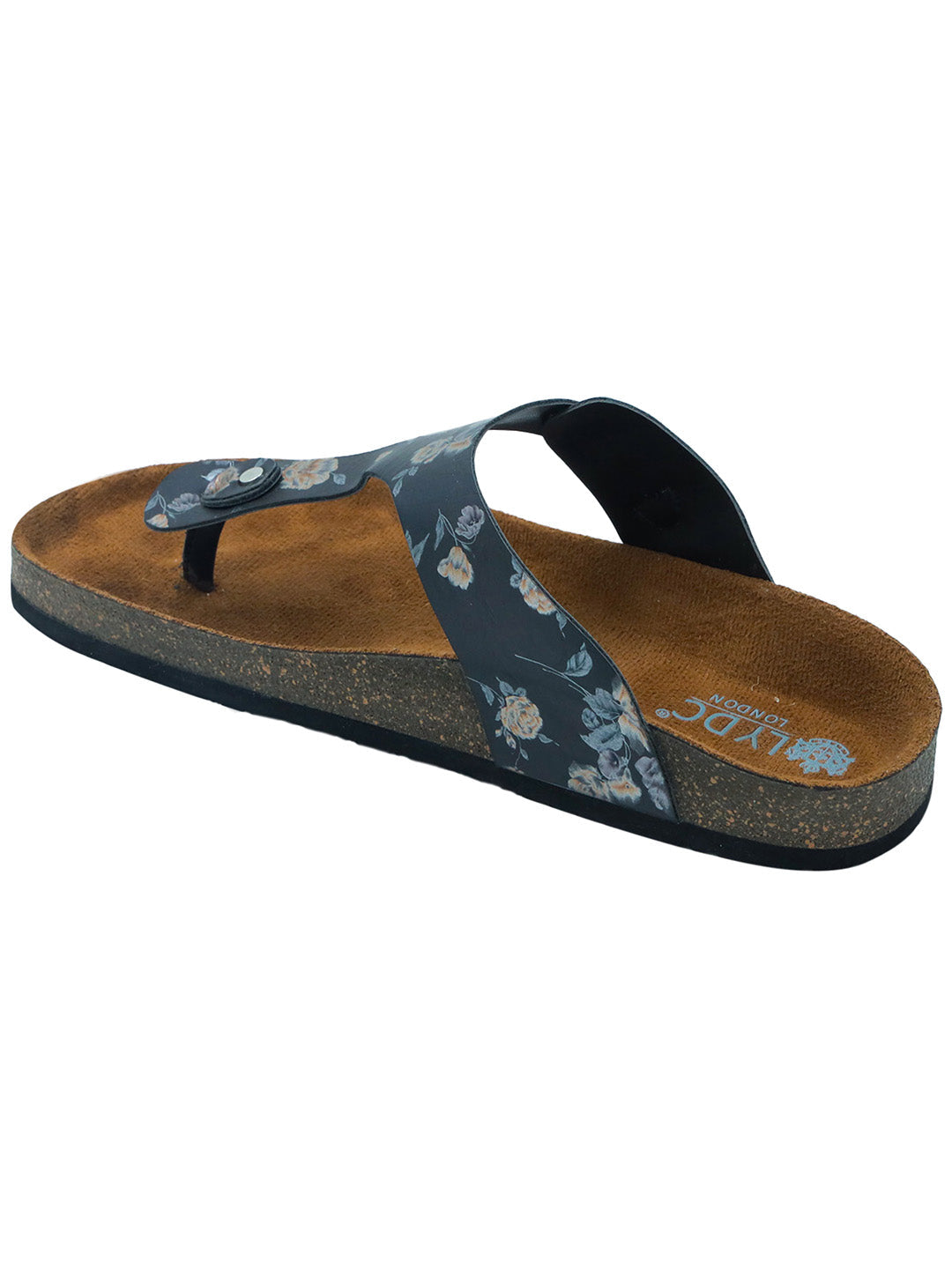 Black Flower Women's Flat Sandals