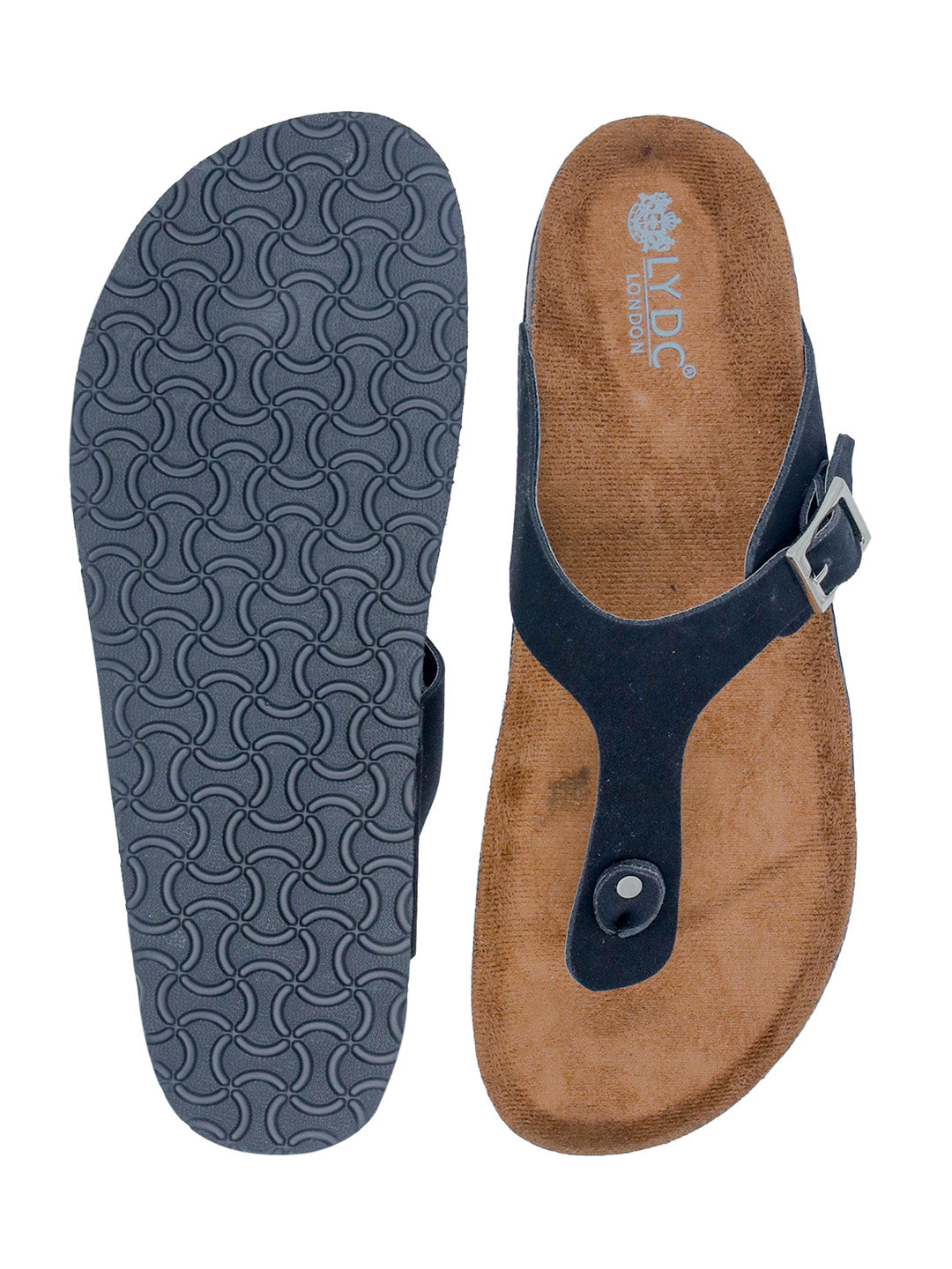 Black Suede Women's Flat Cork Sandals