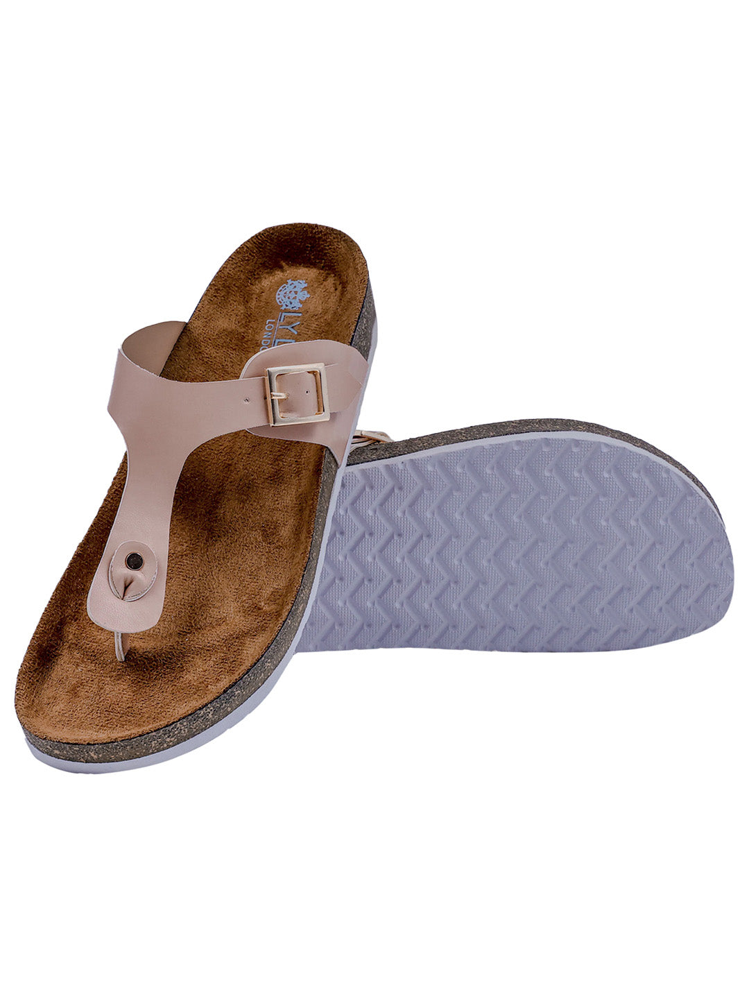 Nude Pink Women's Flat Cork Sandals