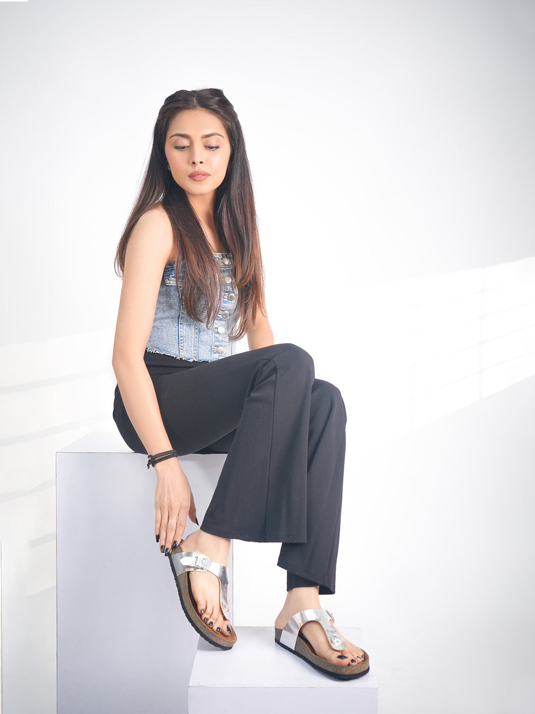 Silver Women's Flat Sandals