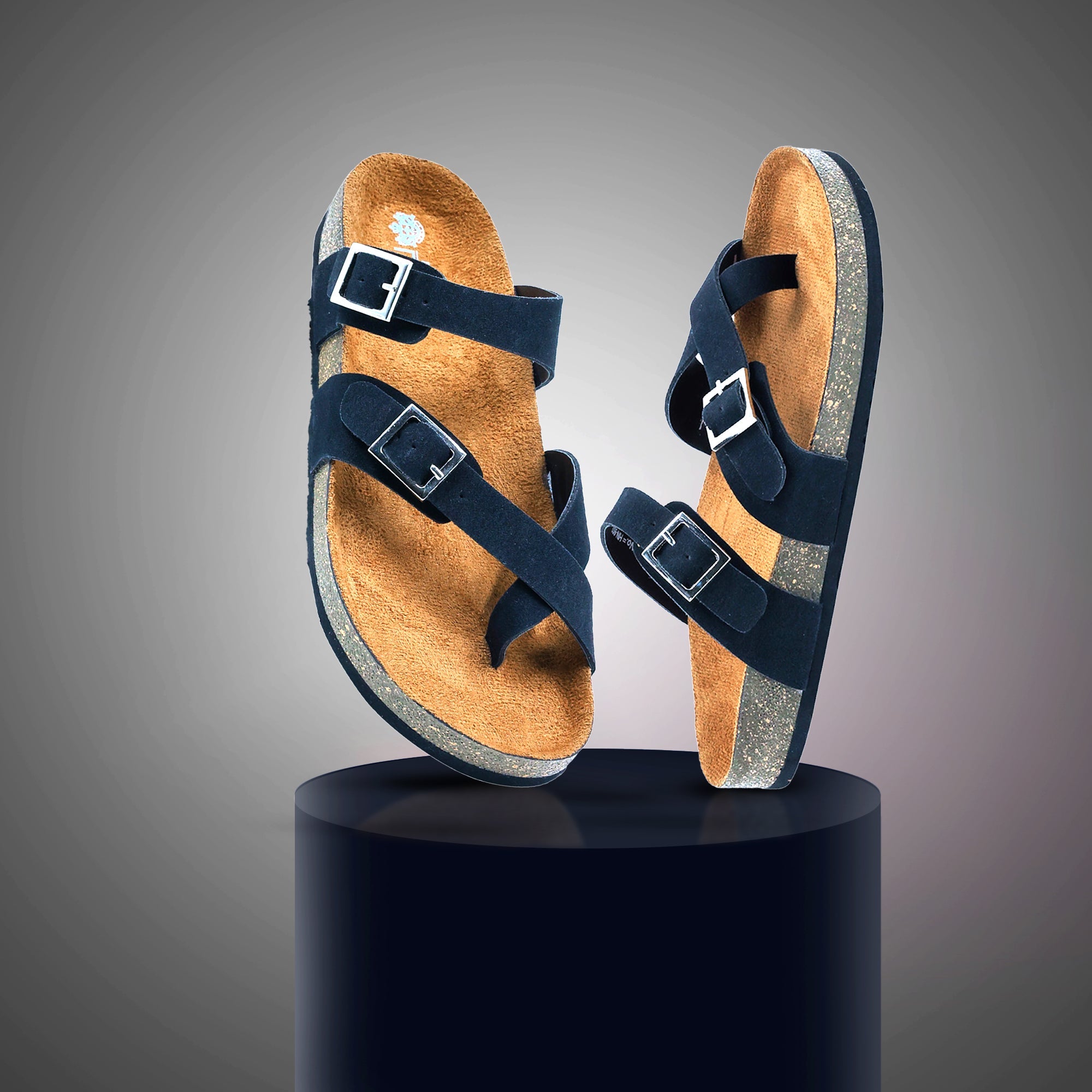 Black Suede Women's Flat Sandals