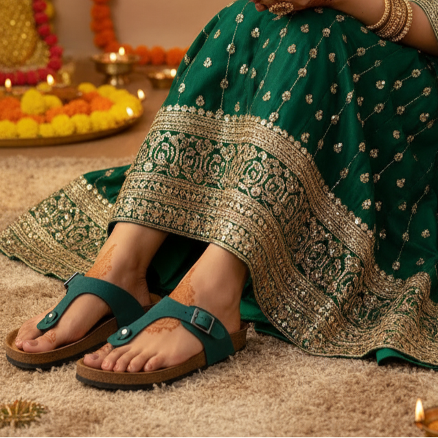 Green Suede Sandals for Women - Regent