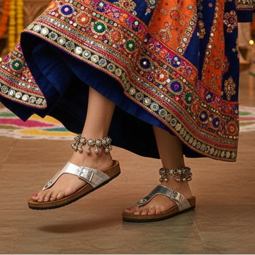 Silver L Grain Sandals for Women - Regent
